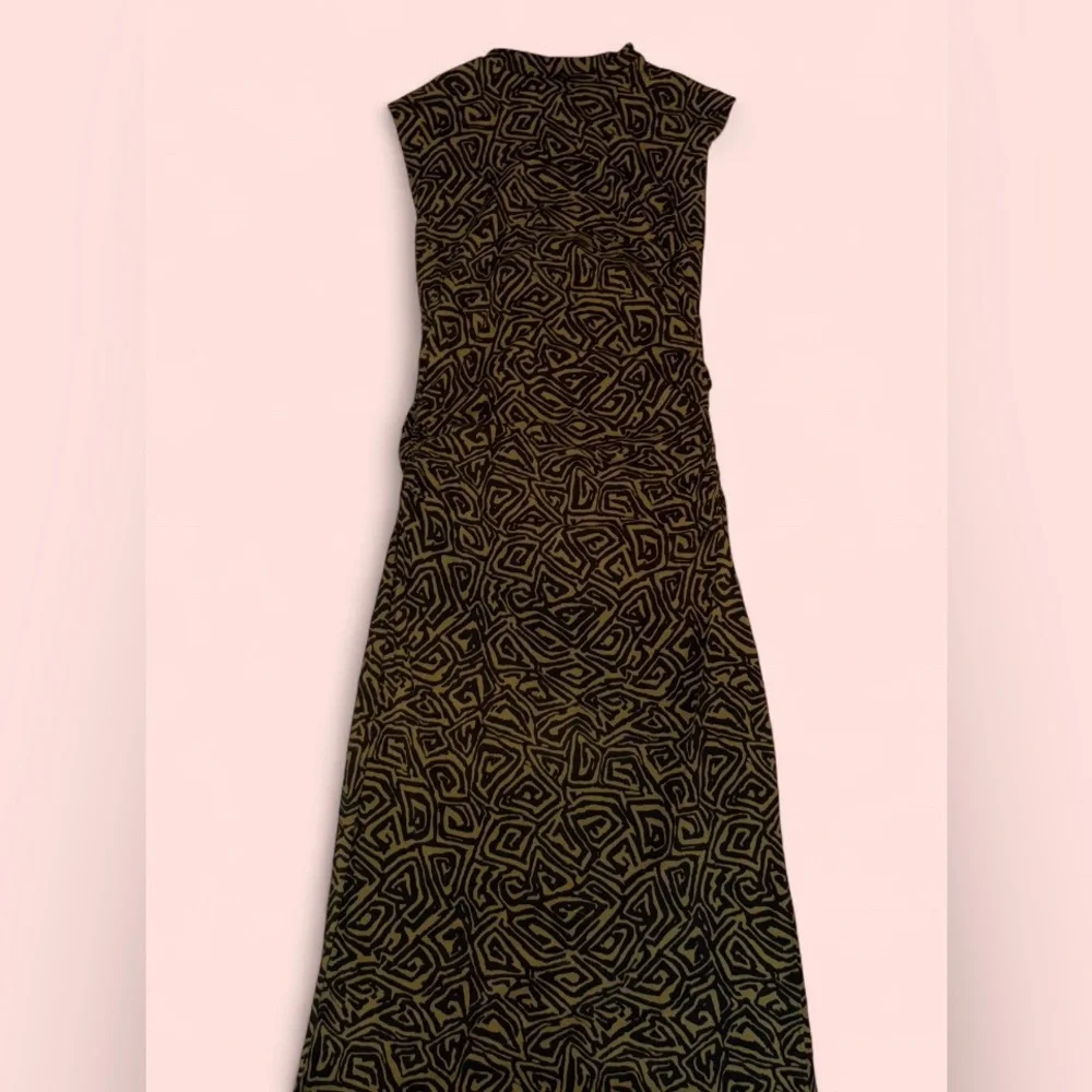 Proenza Schouler Green Black Abstract Stretch Bodycon Dress Mock Neck - Picture 8 of 14